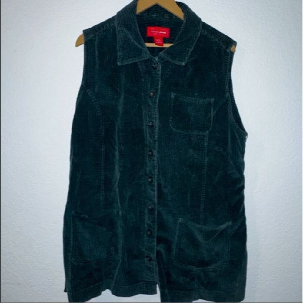 Vintage Venezia Jeans Corduroy Vest Womens Size 20 Green 100% Cotton